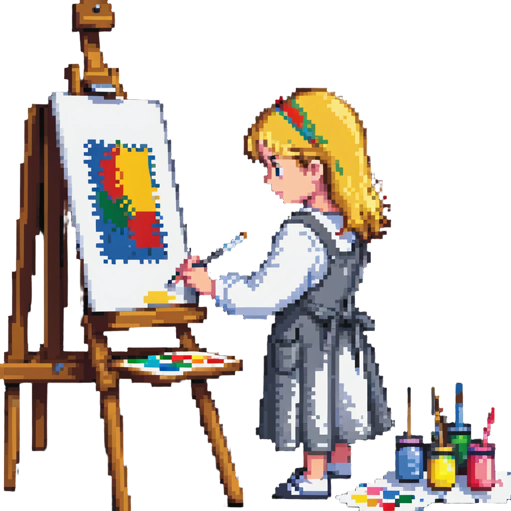 child painting at an easel emoji