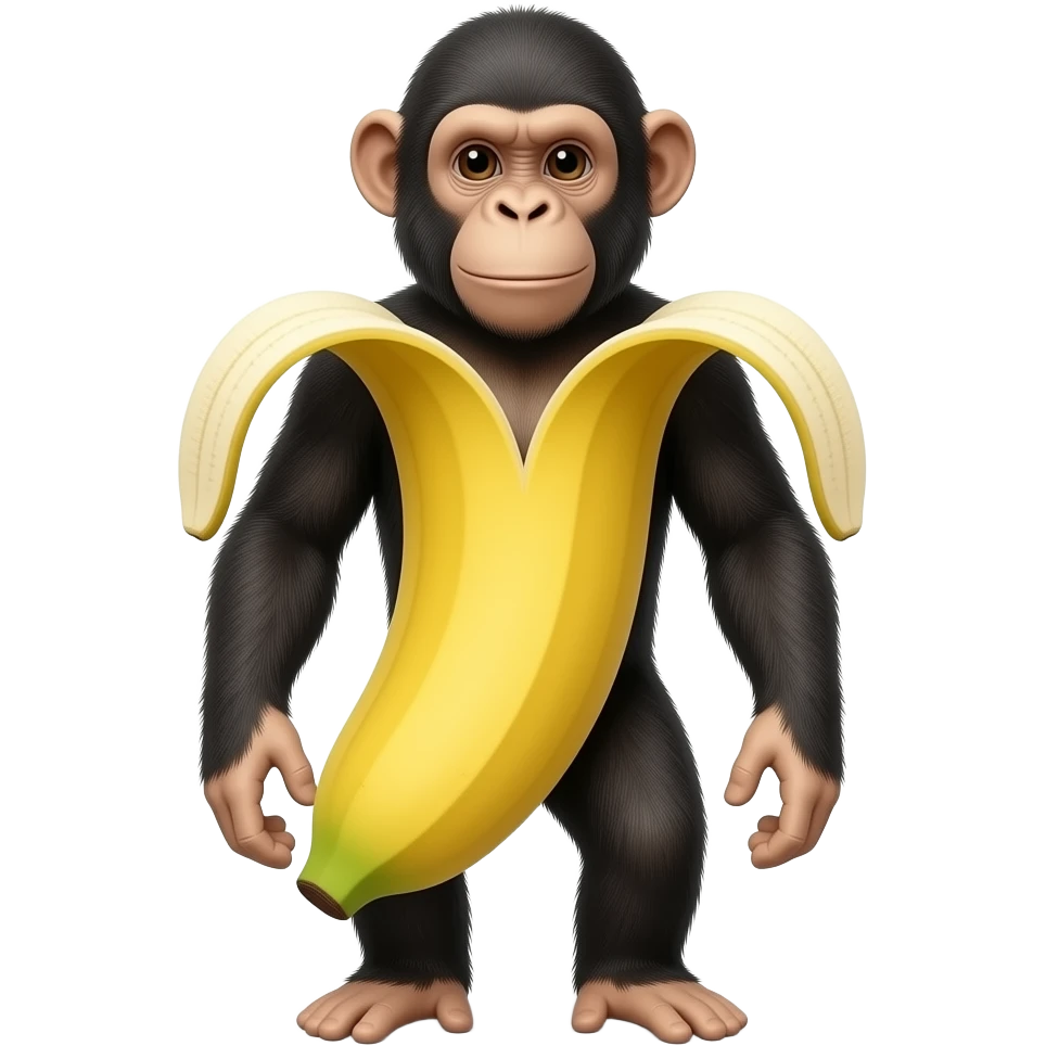 Make a shimpanzini have no arm only a banana body emoji
