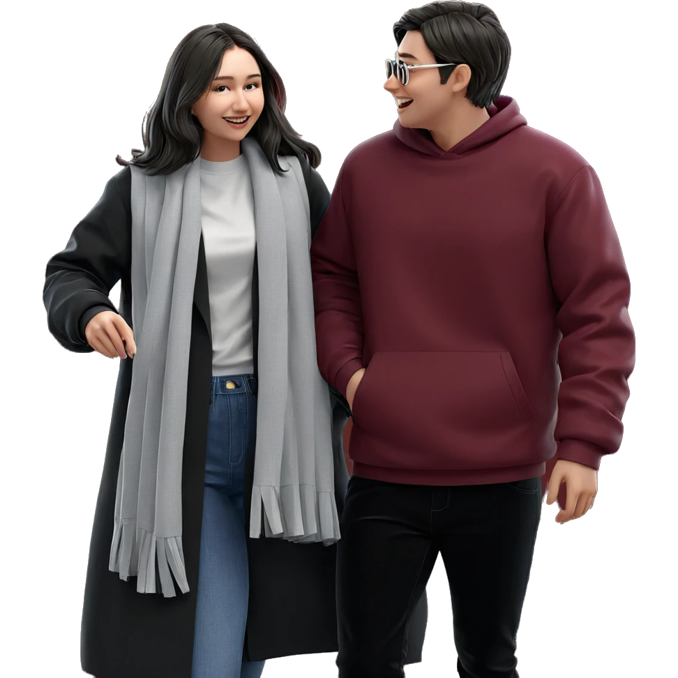 happy girl and stylish boy emoji