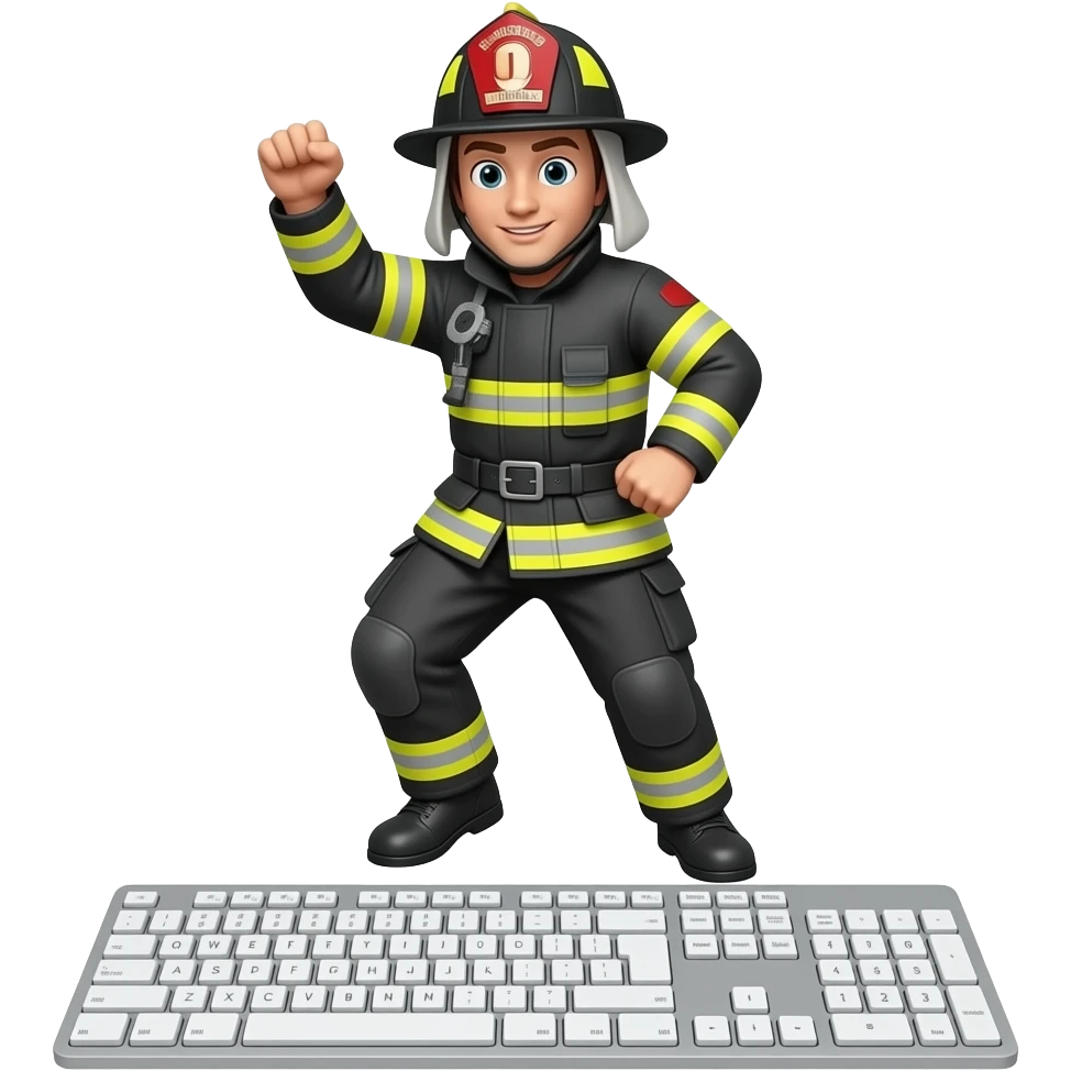 firefighter dancing and a computer keyboard emoji
