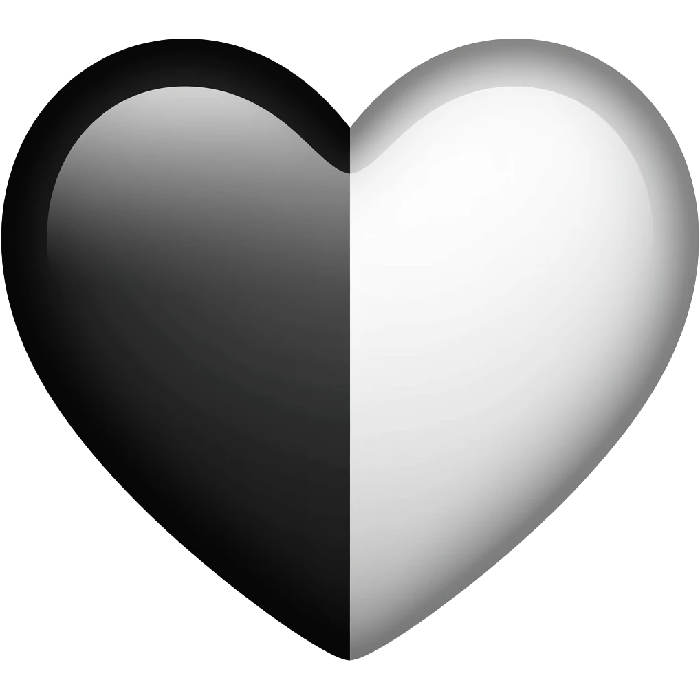 Half black heart with half white heart  emoji  I want to copy past as text emoji