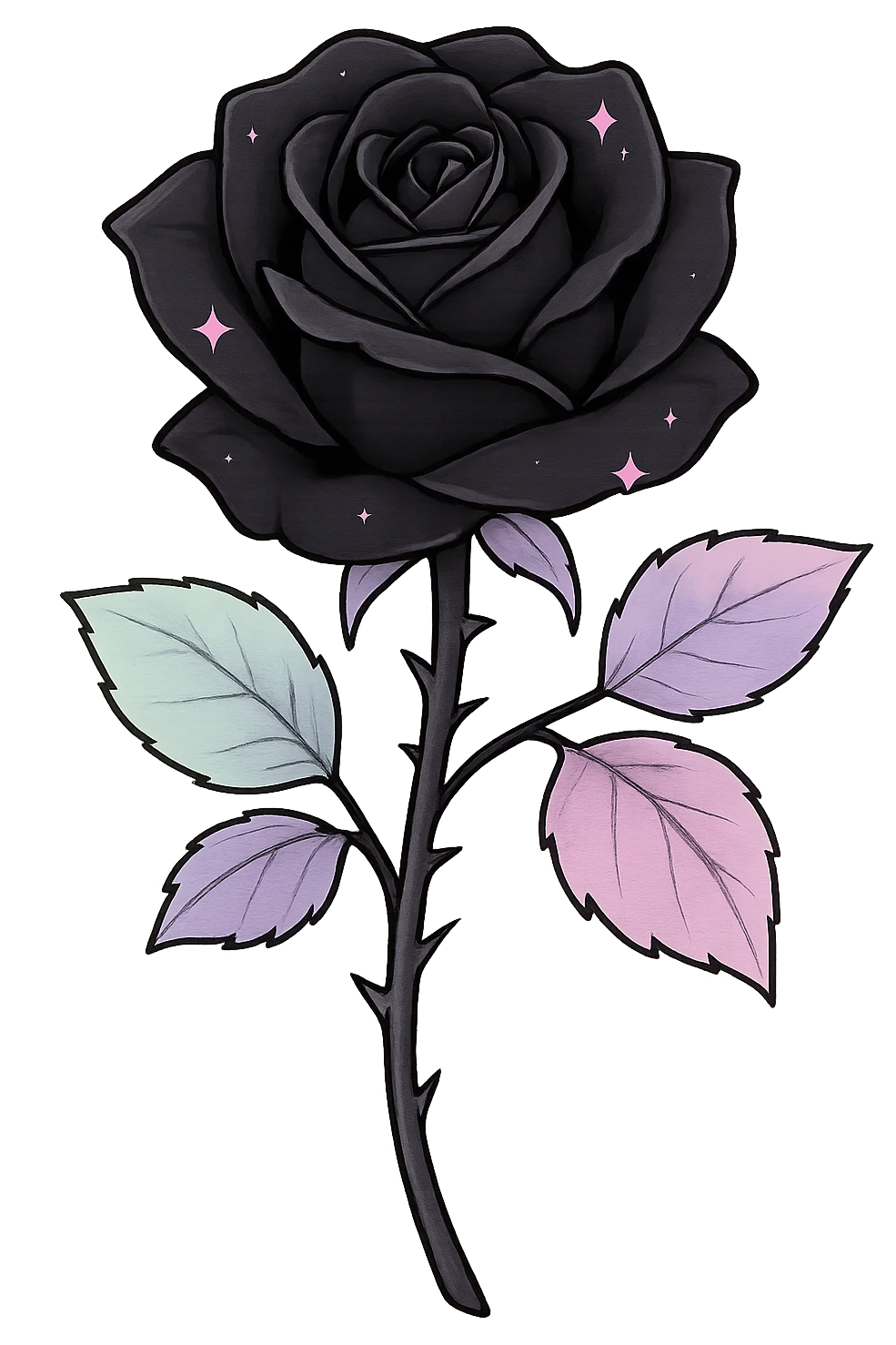 pastel goth black rose, remove background emoji