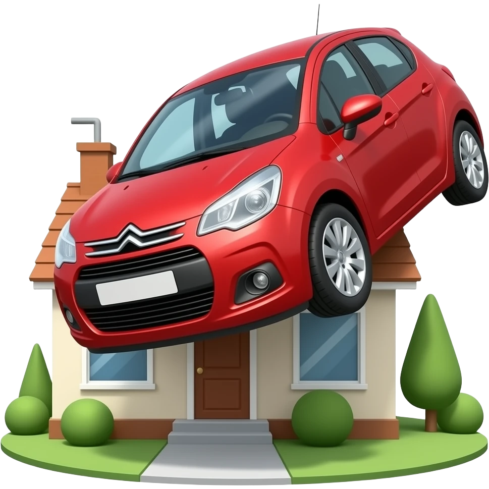 A re citroën crashing into a house emoji