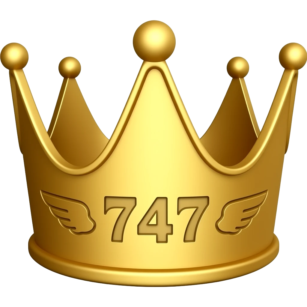 make a queen crown with airplane wings and letters 747 ingraved emoji