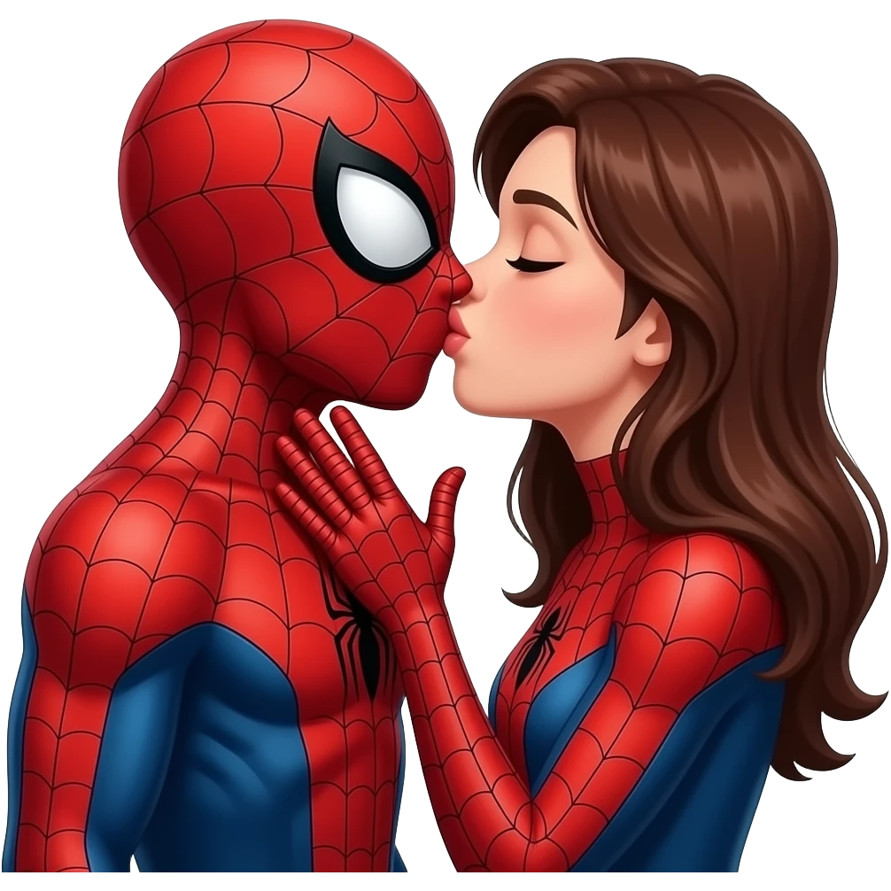Spider man and spider woman  kiss kiss creepy emoji