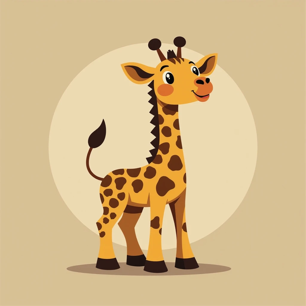 Flat design style giraffe emoji