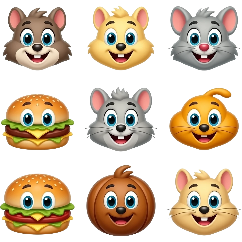 a series of emojis to lure people into https://www.chuckecheese.com/ chuck e cheese.... emoji
