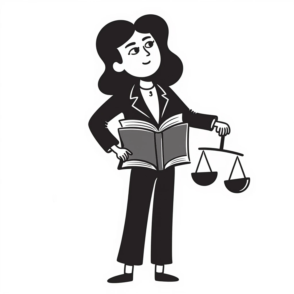A female lawyer with a book and scales emoji