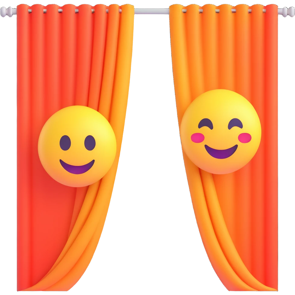 simple noren curtain, 3D emoji style icon, bright colors, dimensional, transparent background emoji