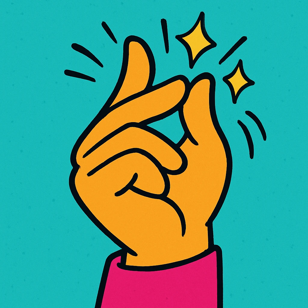 hand snapping, playful cartoon style emoji