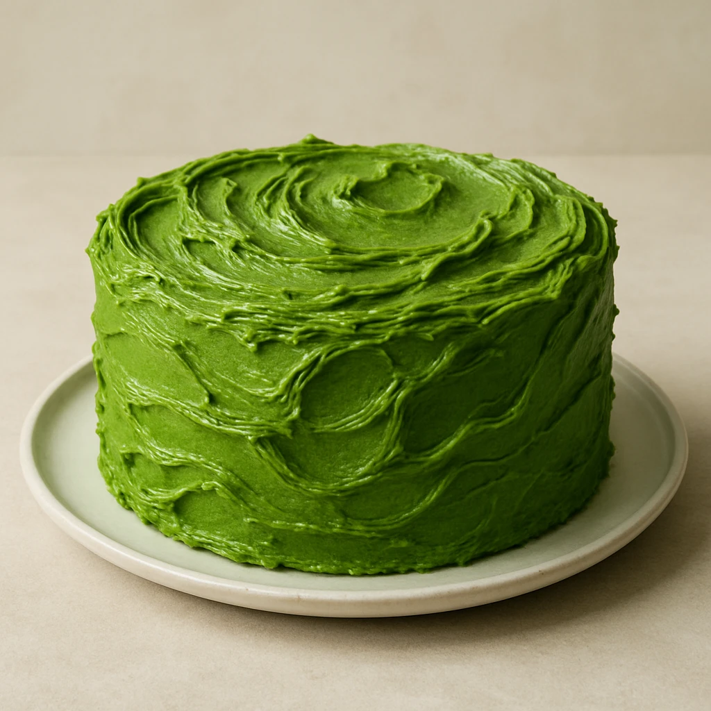 a green cake, detailed, vibrant, realistic emoji