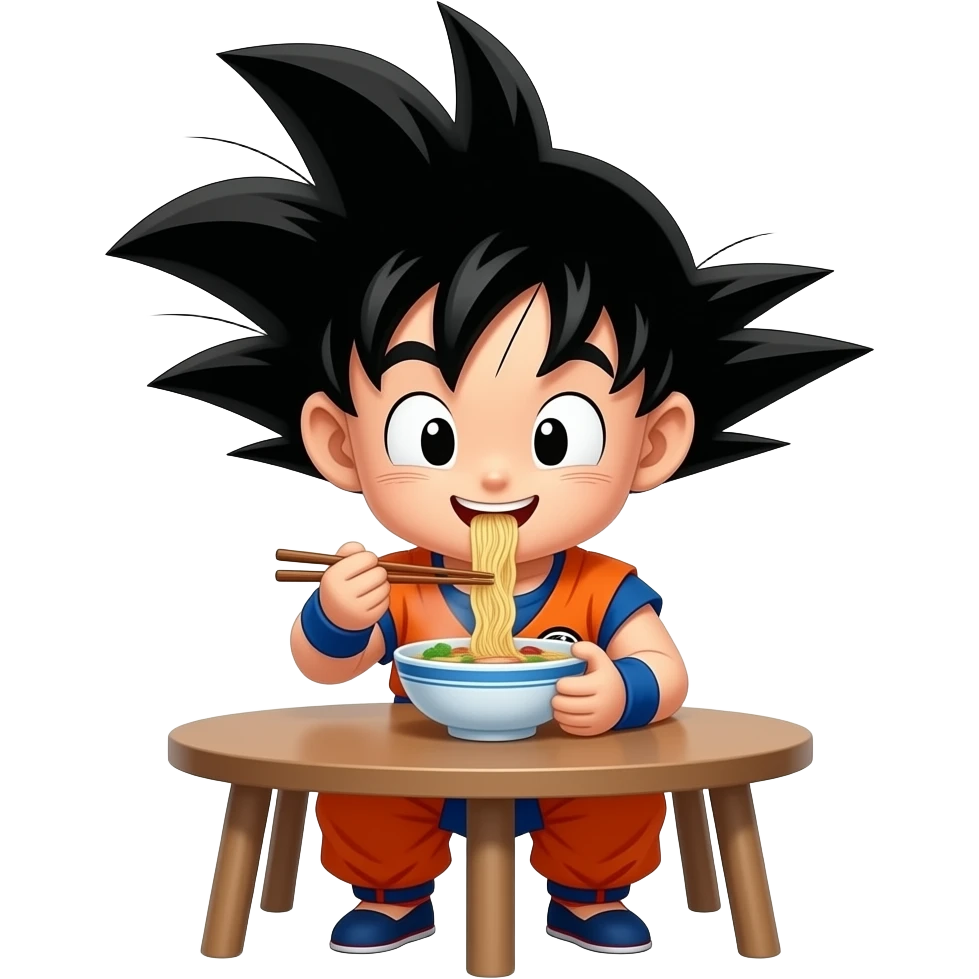 Cute Goku eating ramen emoji