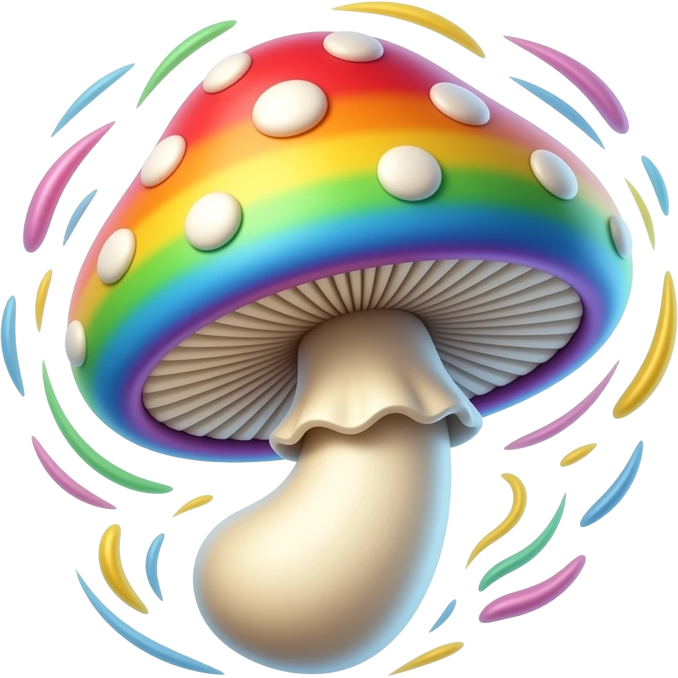 dancing rainbow mushroom add motion emoji