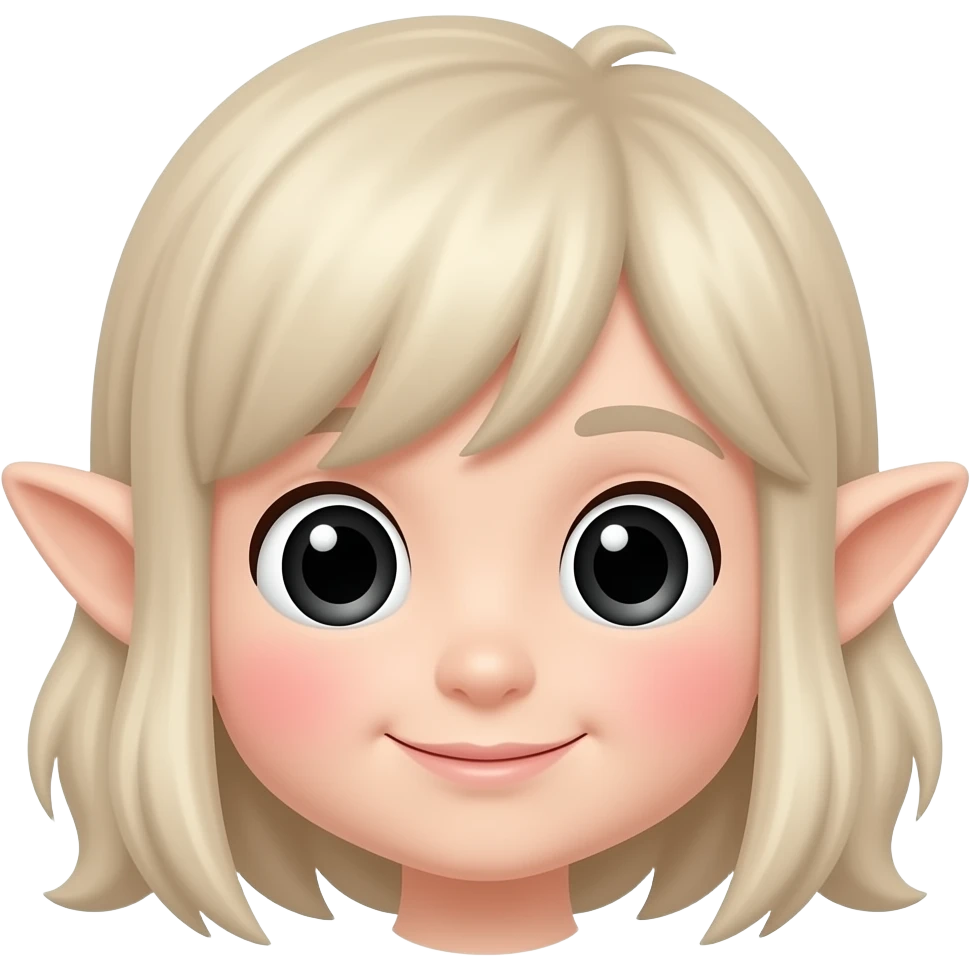 흰색 얼굴의 엘프 귀, 붉은색 홍조를 하고 있는 귀여운 만화 이모티콘 emoji