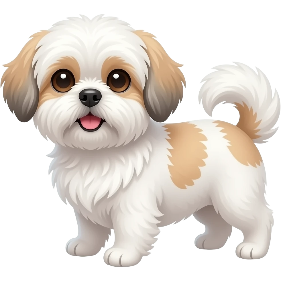 Shihtzu beyaz tüylü küçük shihtzu köpek emoji