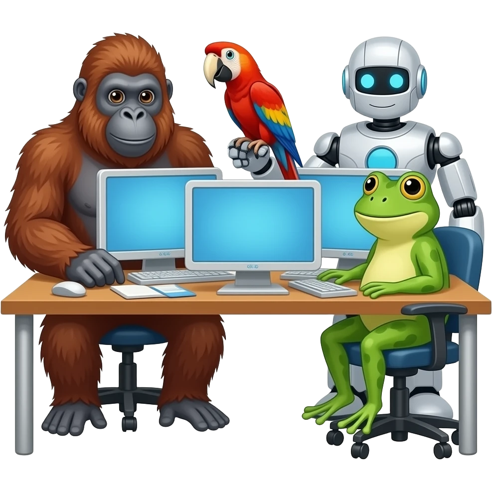🦧🦜🤖🐸👶🐹💻💻💻💻💻💻💾 work time emoji