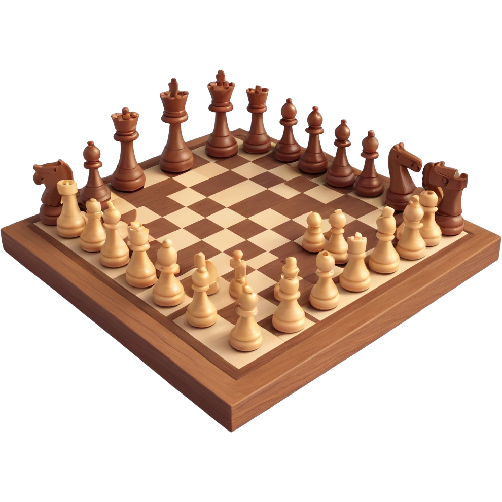chess set, 3D, brown, premium wood texture emoji