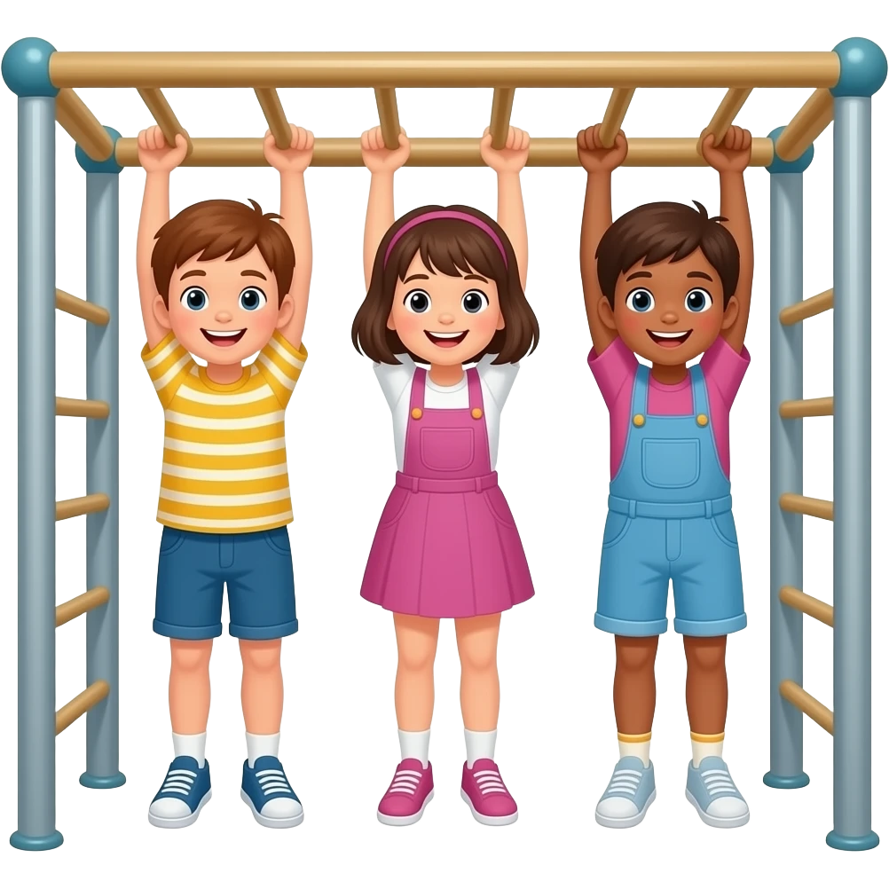 Emoji of children playing on monkey bars, all up emoji