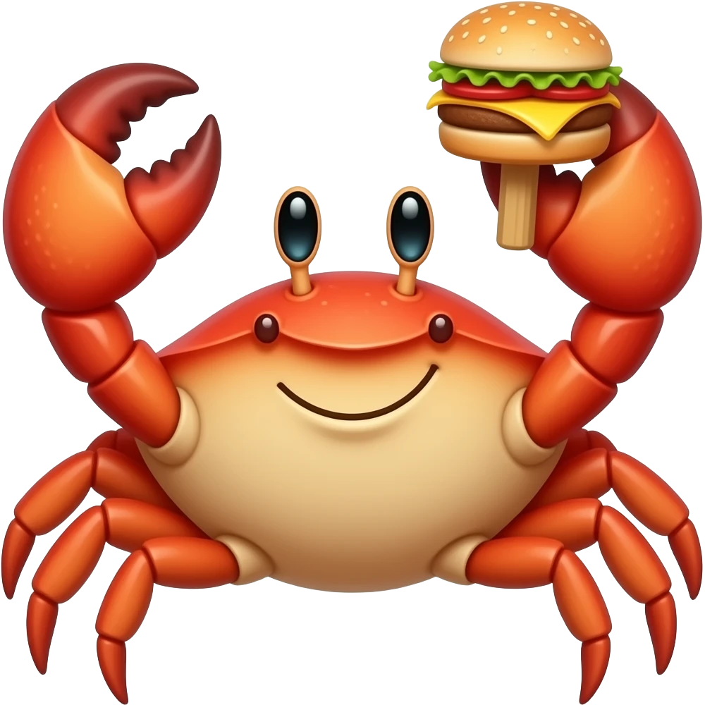 Crab holding a sign saying Burger Server emoji