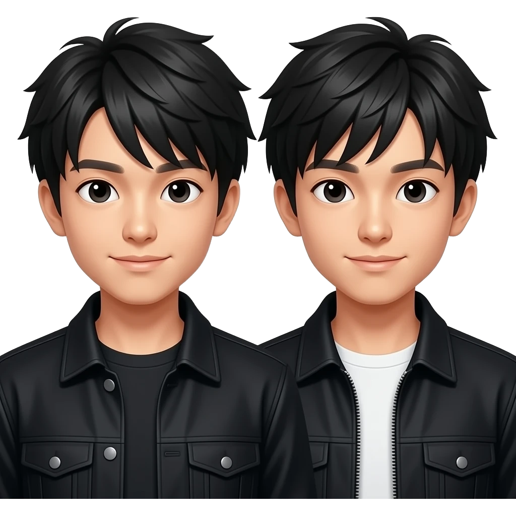Two Japanese Yung Men with black jacket emoji