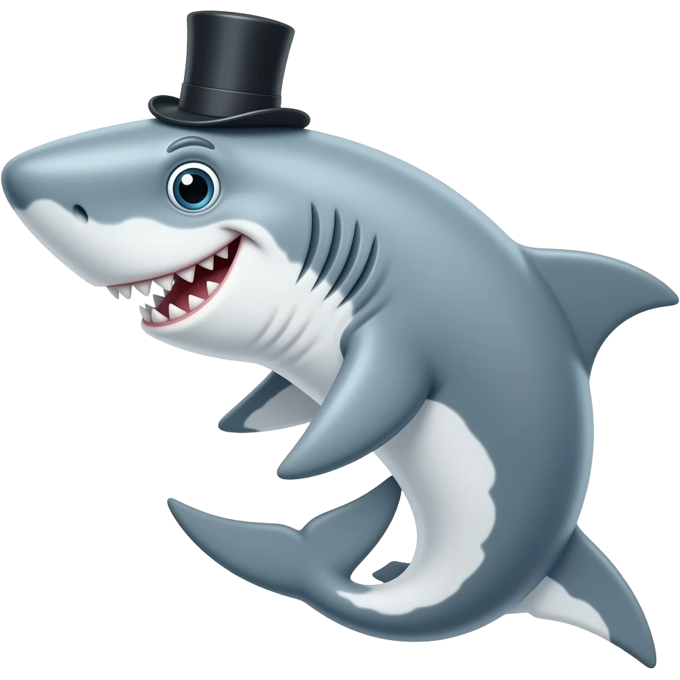 Shark with a top hat emoji