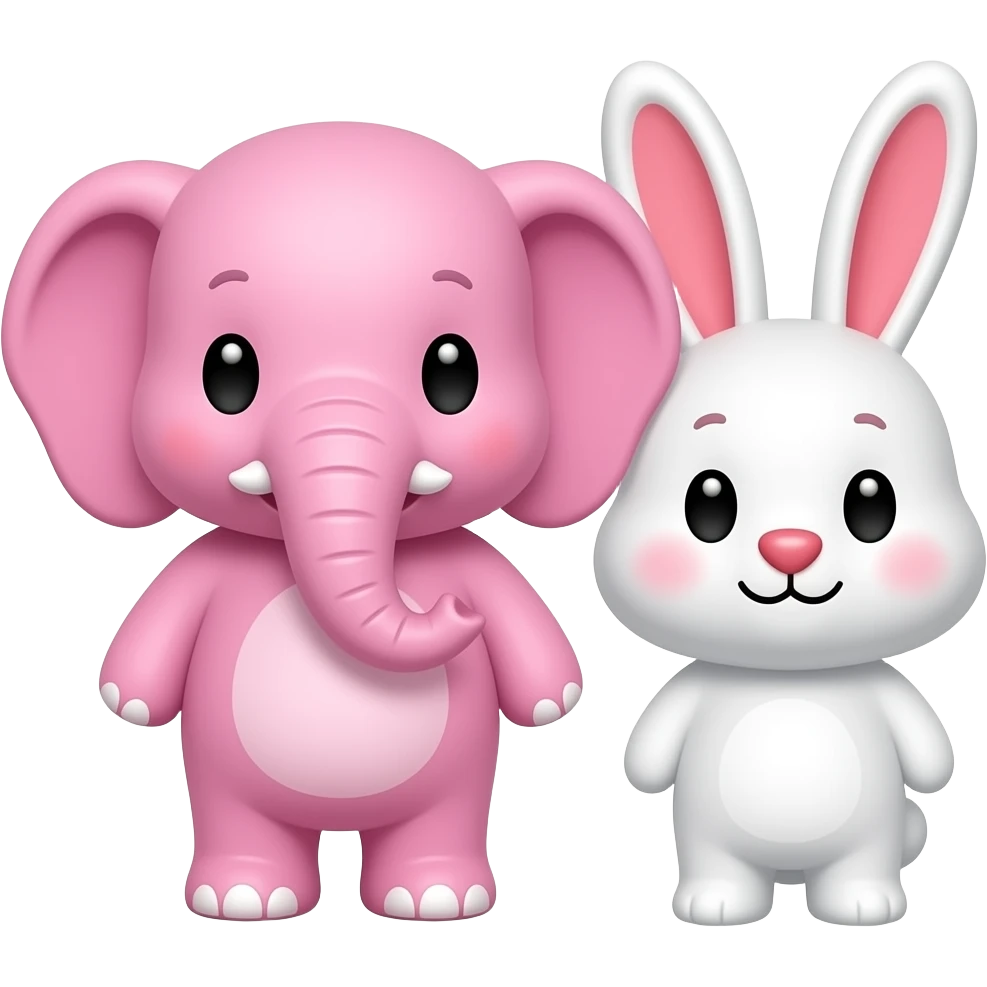 Cute combo Pink elephant bunny emoji