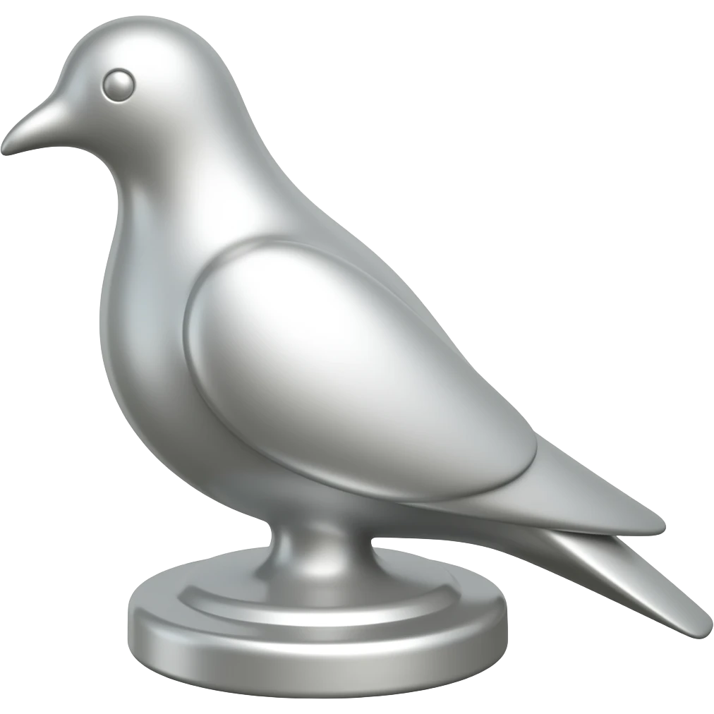 silver pigeon shape pawn emoji