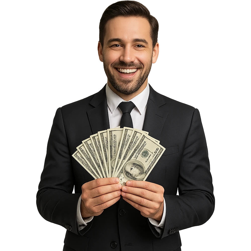 business man with money in his hands emoji