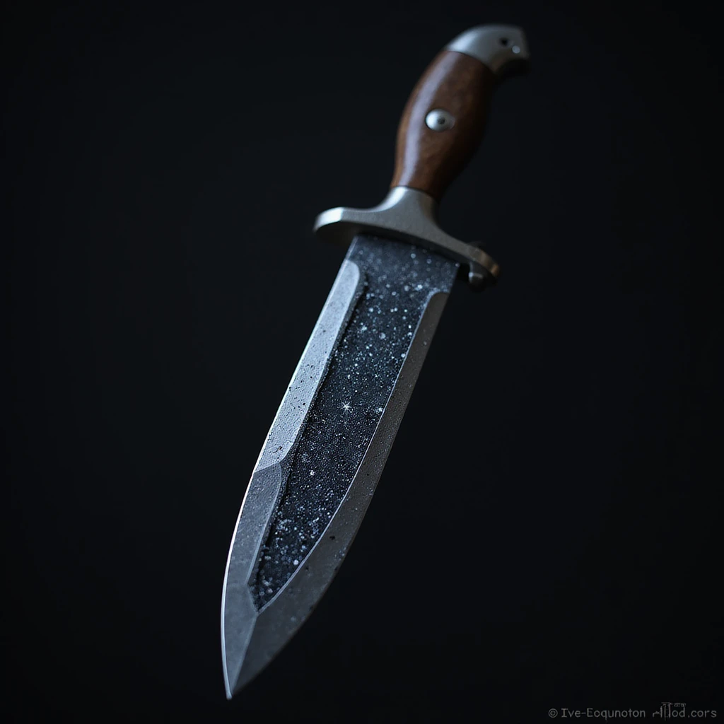 realistic gothic knife, with a starry night motif, photorealistic style, no background emoji