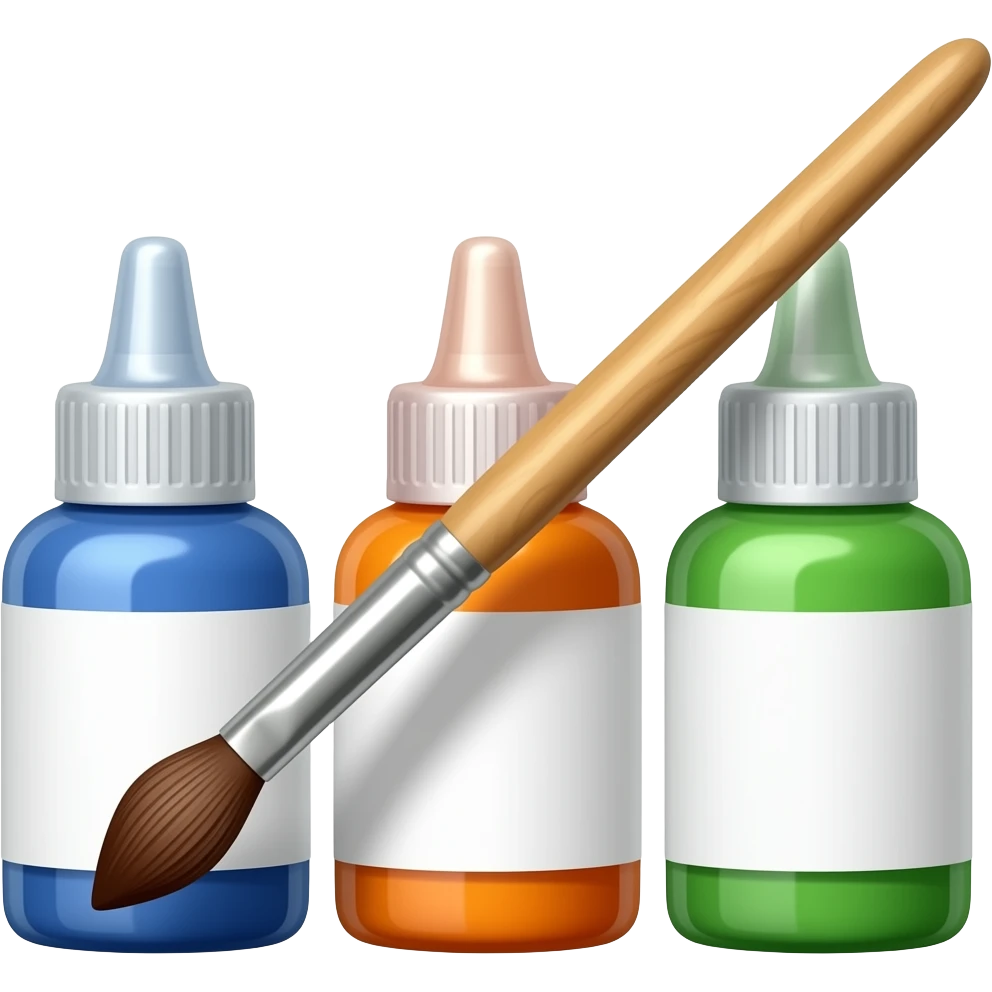 botecitos de pintura con pincel escolar emoji