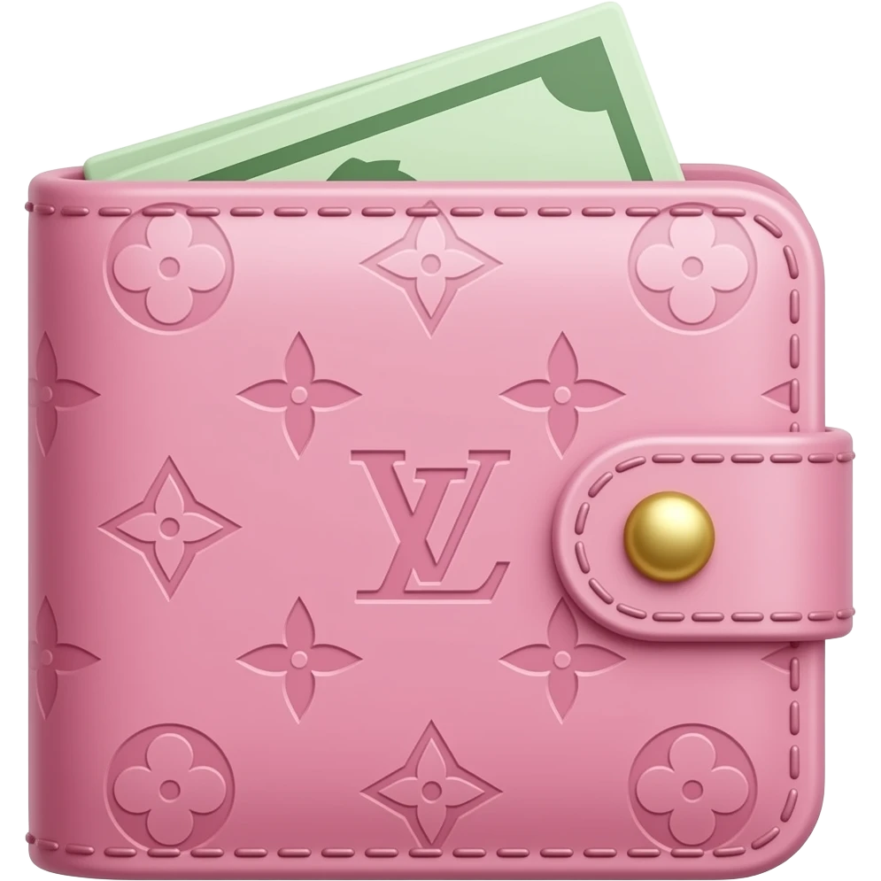 розовый кошелек луи витон с деньгами emoji