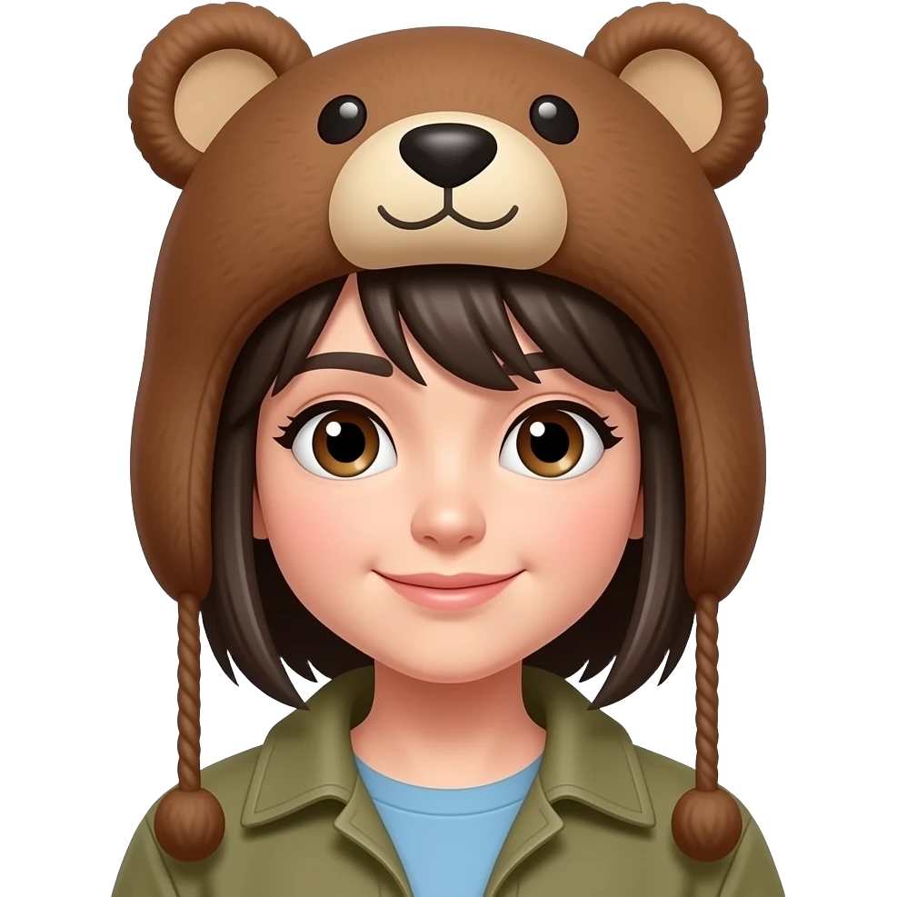 girl wearing Bear Hat emoji