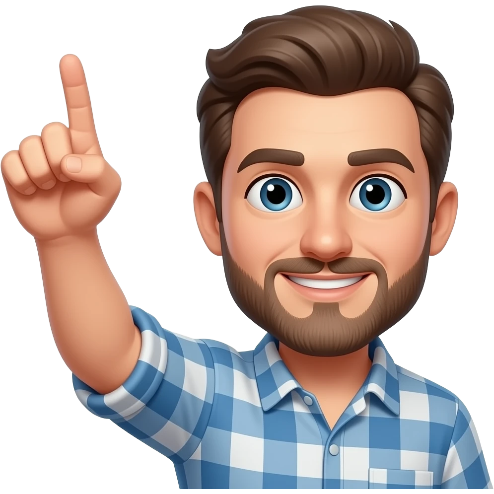 A failed artist raising his hand at 45 angle while his fingers are open and pointing at us his fingers are open emoji