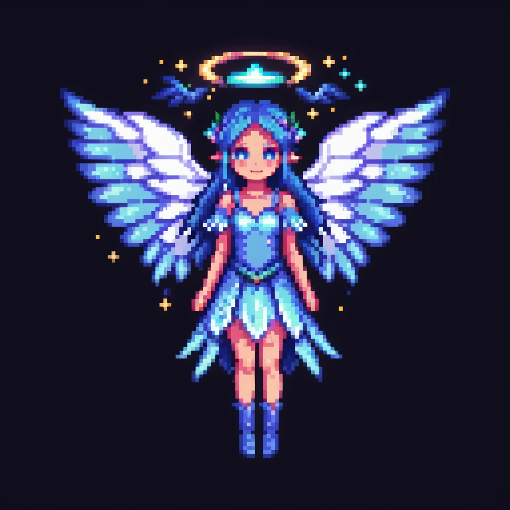 fairy with wings, night scene, glowing magical aura emoji