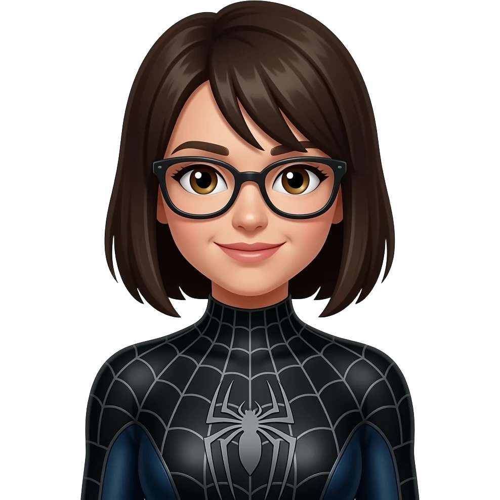 chica con traje de spiderman negro emoji