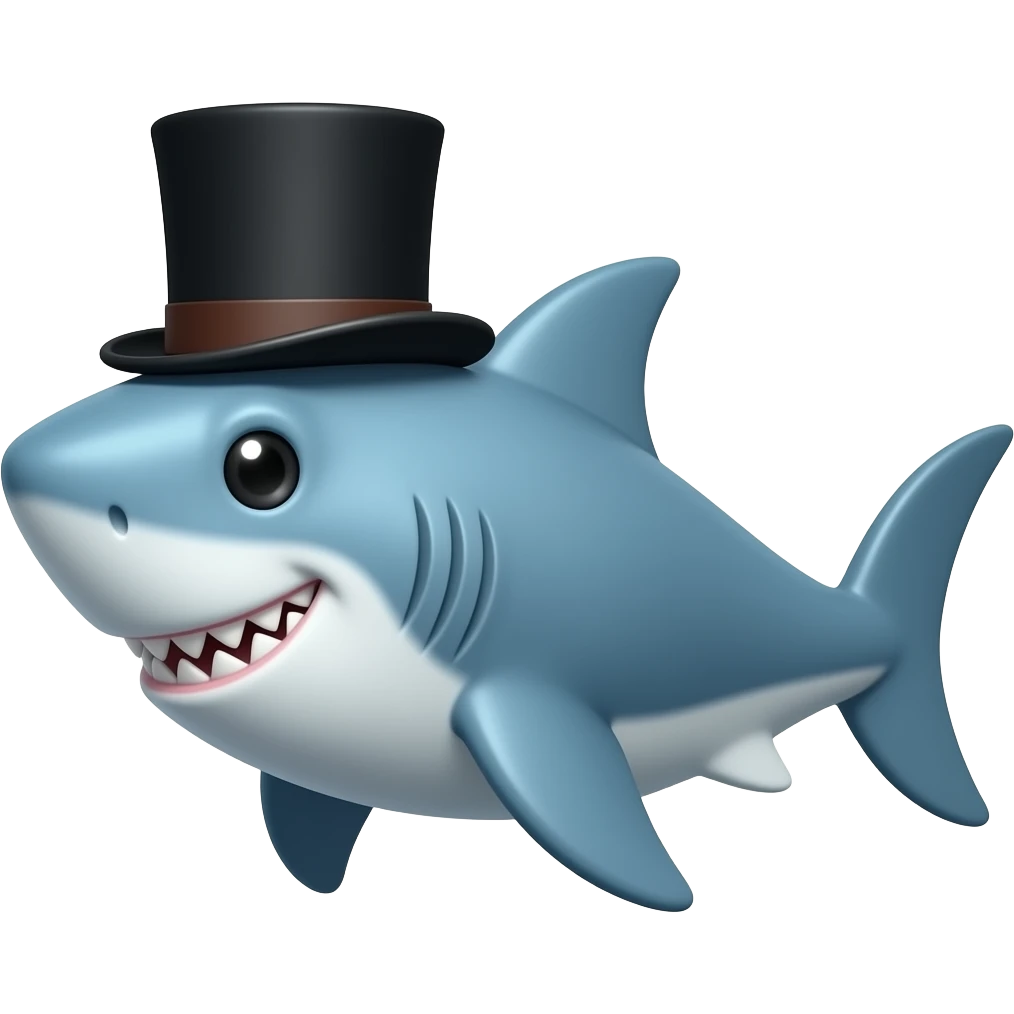 Shark with a top hat emoji
