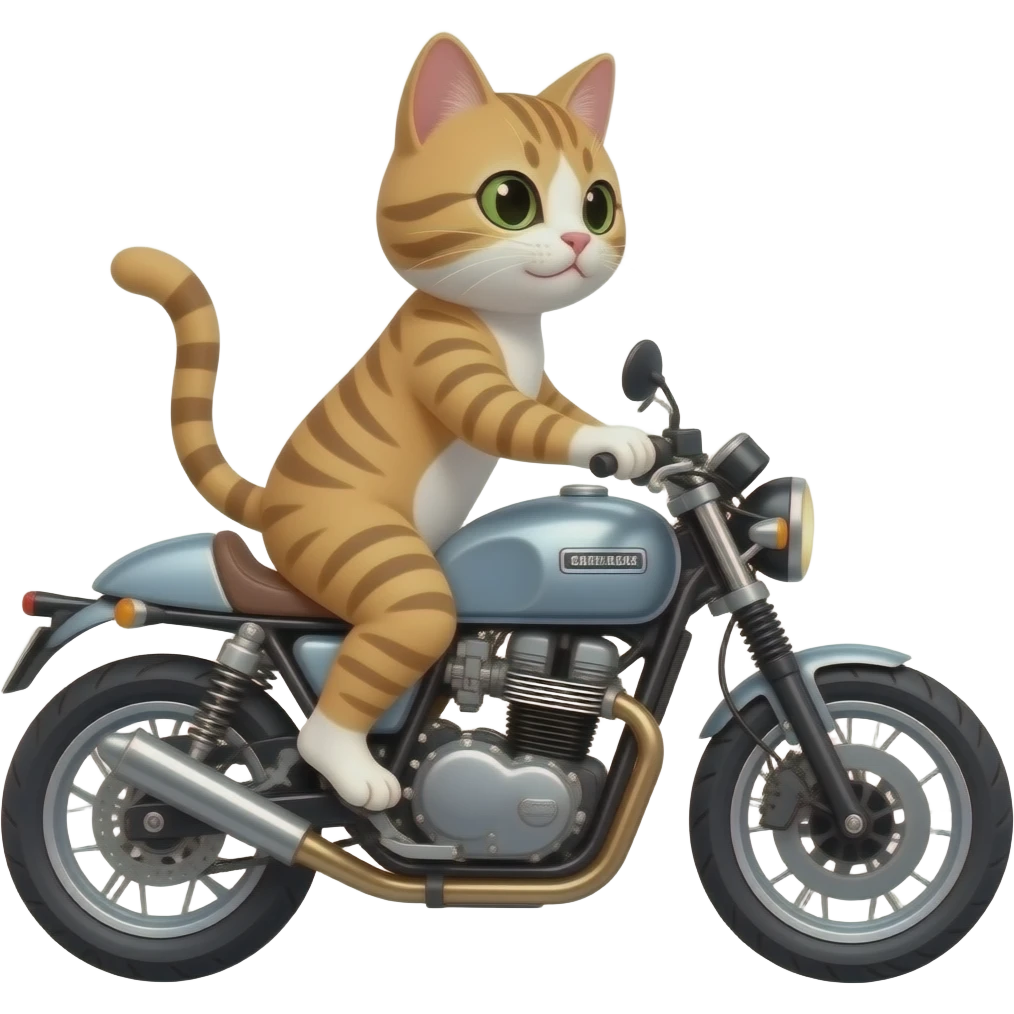 a cat riding a cafe racer emoji