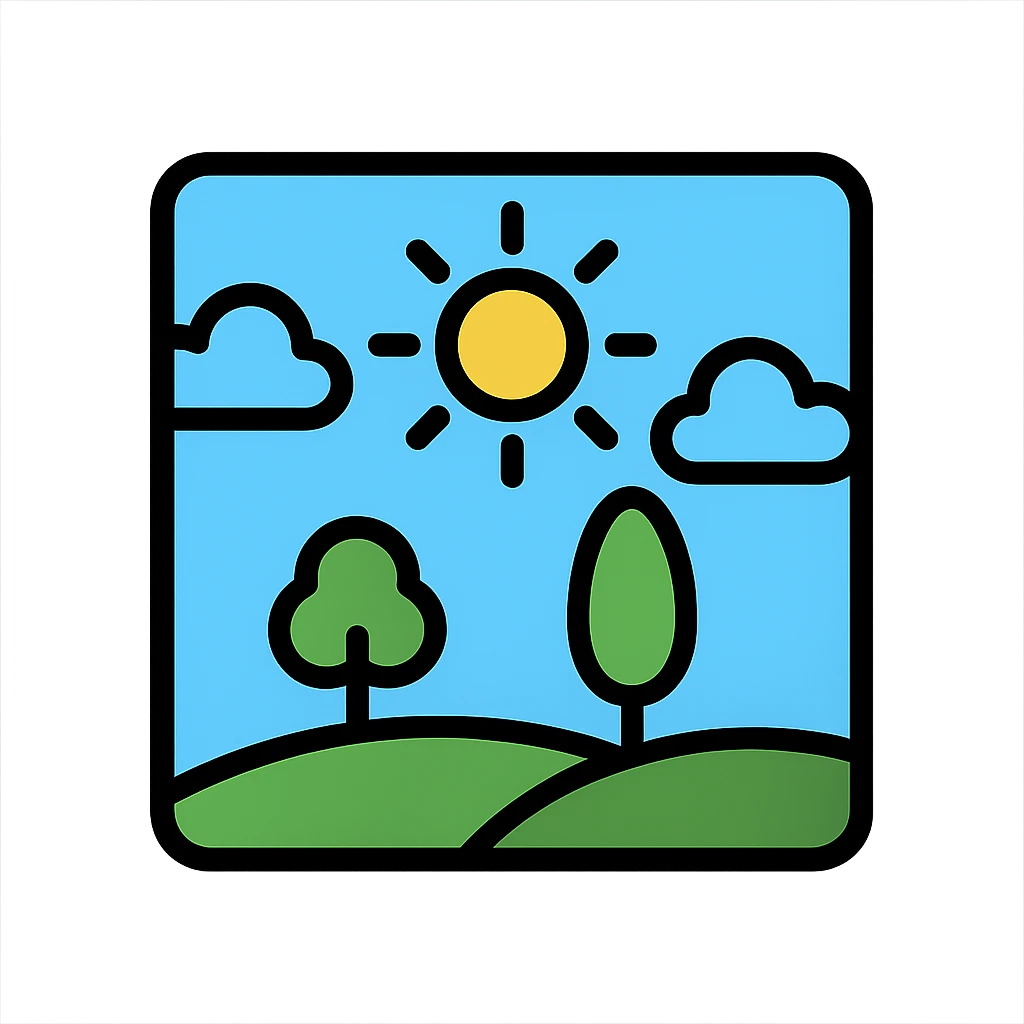A sunny day with trees, sky, and clouds emoji