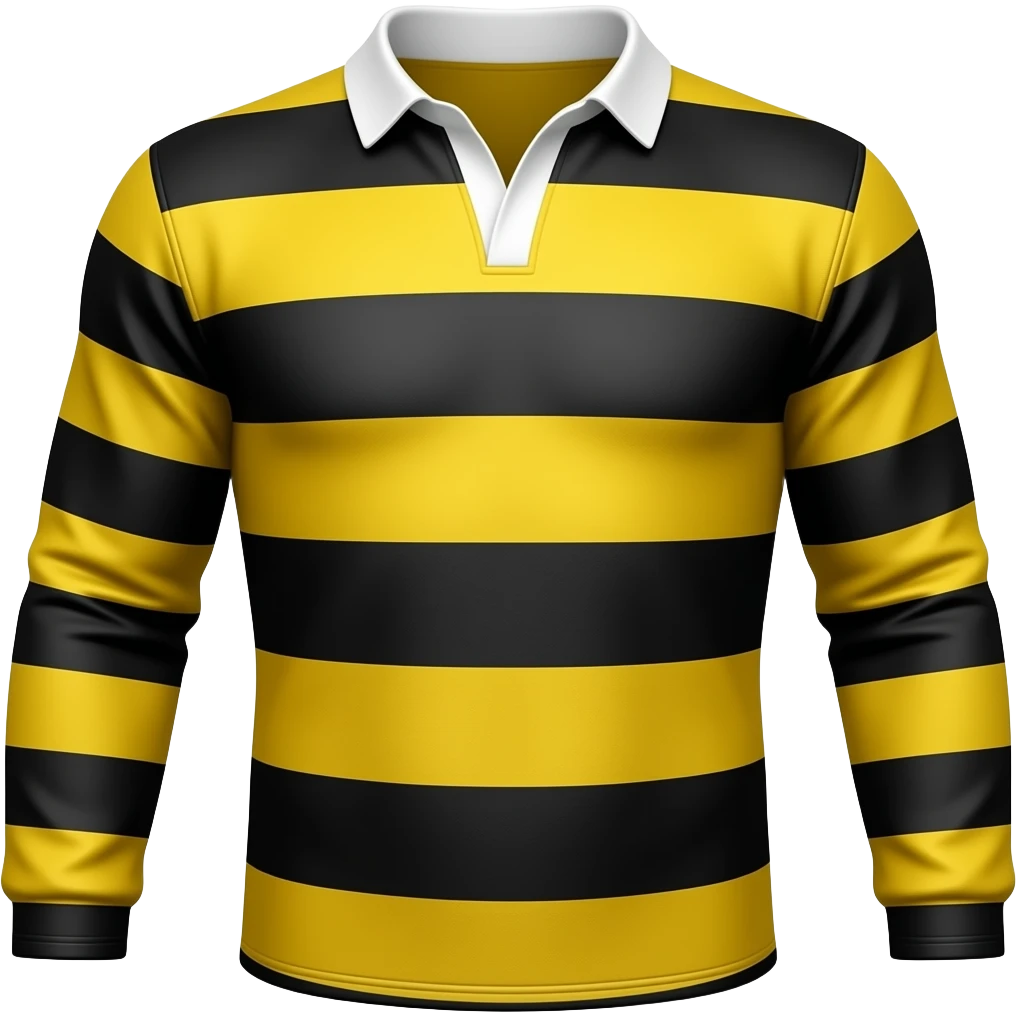 Open bottom Rugby long sleeve striped sweater yellow and black with white collar emoji