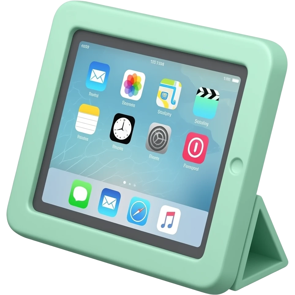 soft green pink school ipad for study, transparent background inspired by barbie colour pallete emoji
