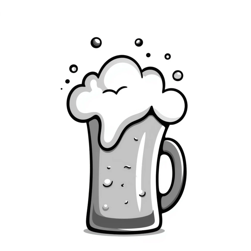 A hand drawn mug of beer with bubbles and foam at the top emoji