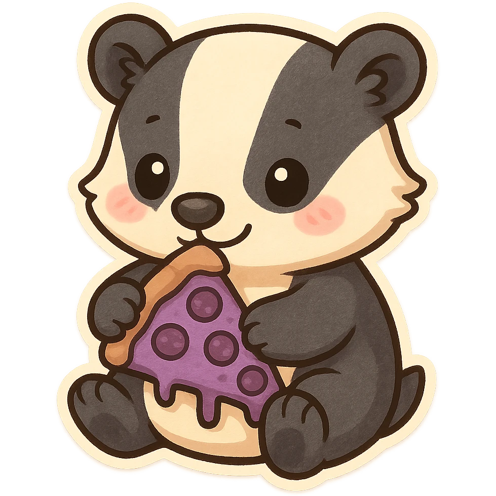 Badger with pizza purple emoji