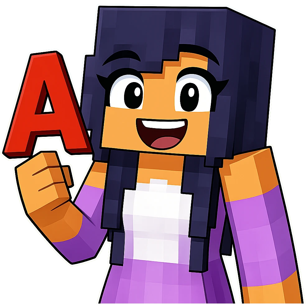 Edit the original Minecraft cartoon style character to hold a letter or a number in their hand. Keep the original pose and style exactly the same, only add the letter or number as if the character is holding it. Do not change anything else about the character or background. emoji
