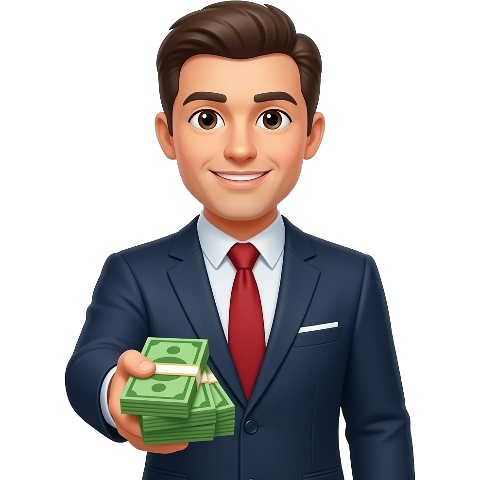 one bussiness man hand out the money emoji