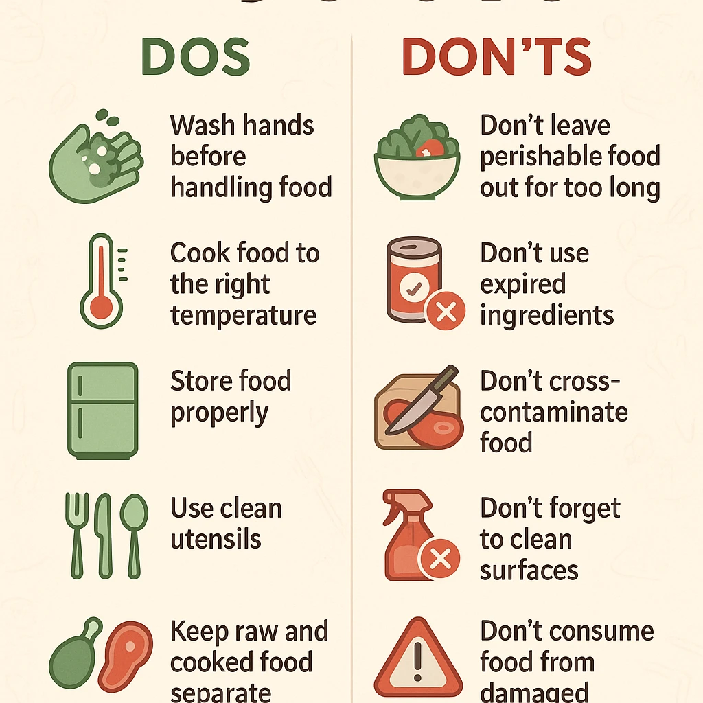 make a detail poster with title of "food safety dos and dont" emoji