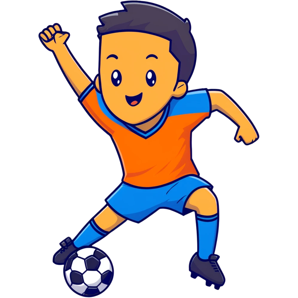 Soccer defender in blue jersey celebrating emoji