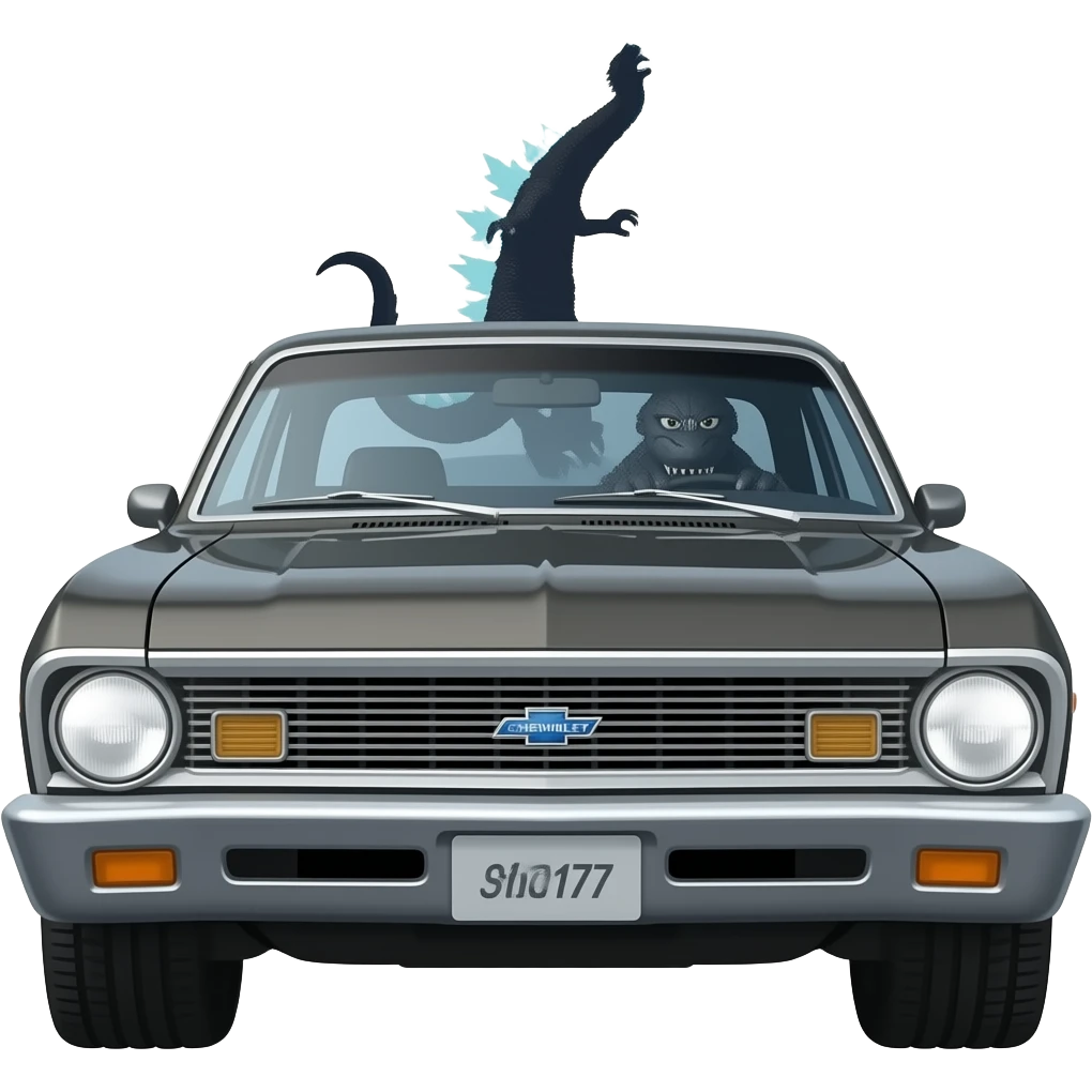 GODZILLA DRIVING CHEVY II NOVA emoji