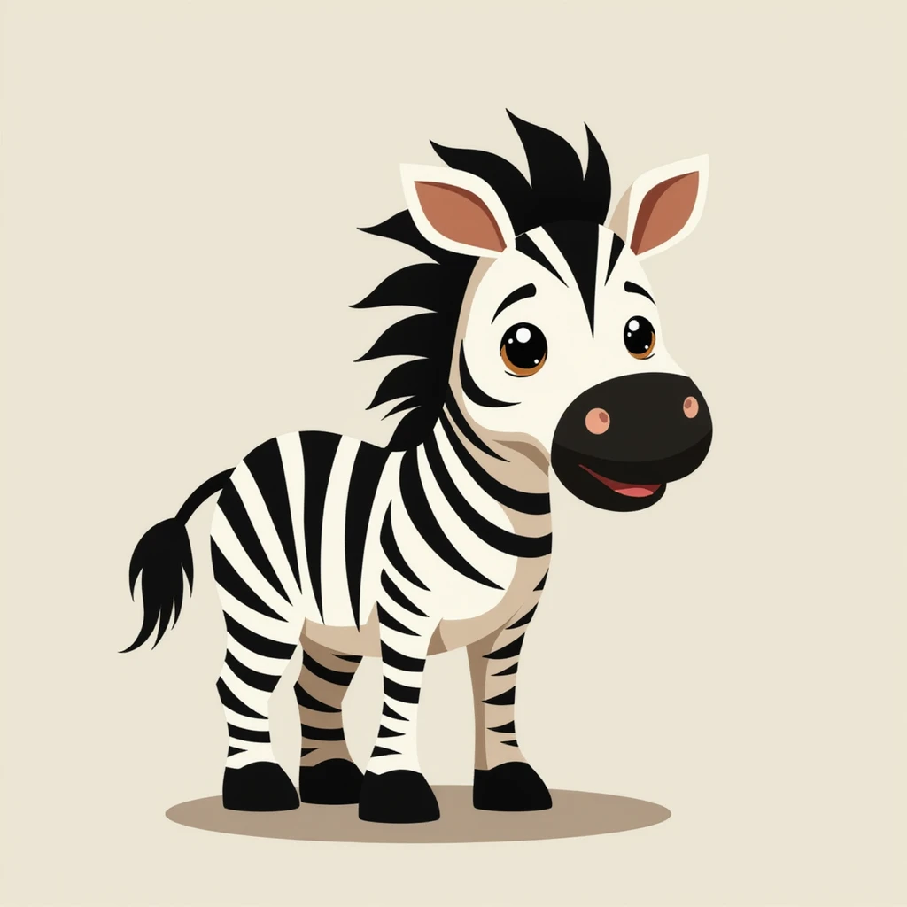 Flat design style zebra emoji
