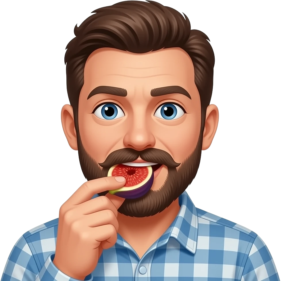 Man with mustache eating a juicy fig emoji