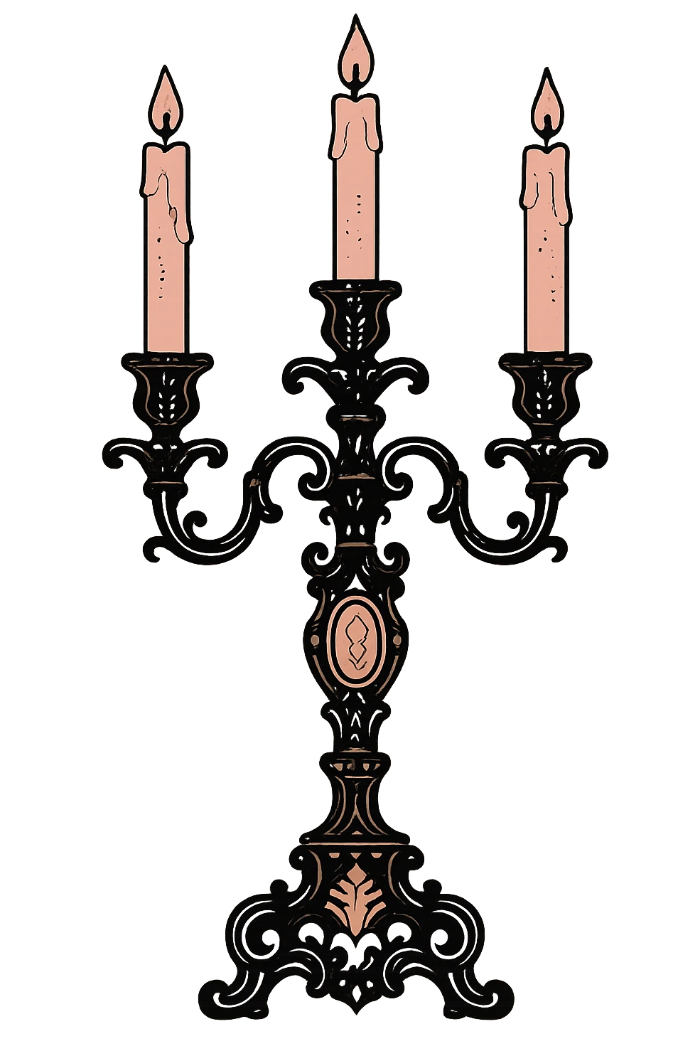 black and pink ornate candelabra emoji